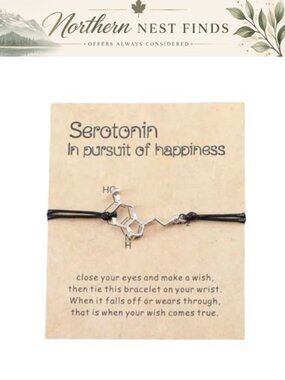 Handmade Serotonin Charm Wish Bracelet Cord Chain 13-14"